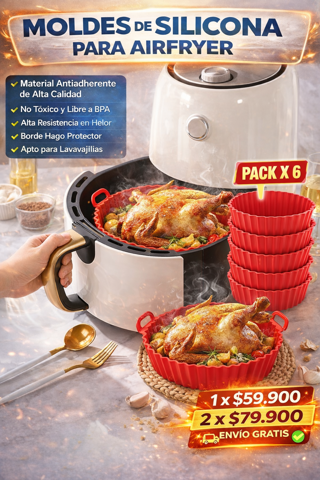 Molde en silicona para freidora x6 EasyCook